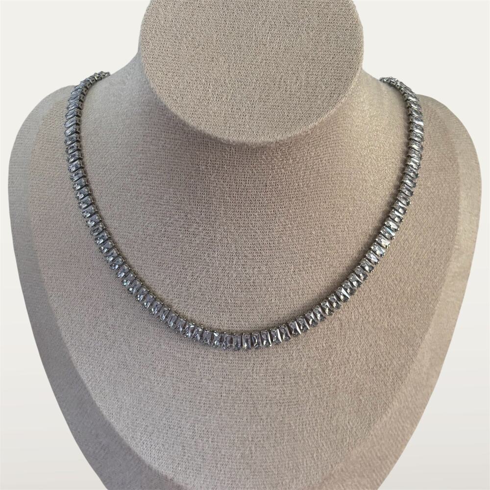 Silver Zircon Tennis Choker Necklace